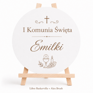 Dekoracja Komunijna Sali Ścianka Tablica Powitalna Koło z Imieniem Grawer
