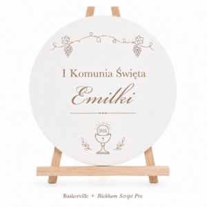 Dekoracja Komunijna Sali Ścianka Tablica Powitalna Koło z Imieniem Grawer