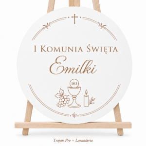Dekoracja Komunijna Sali Ścianka Tablica Powitalna Koło z Imieniem Grawer