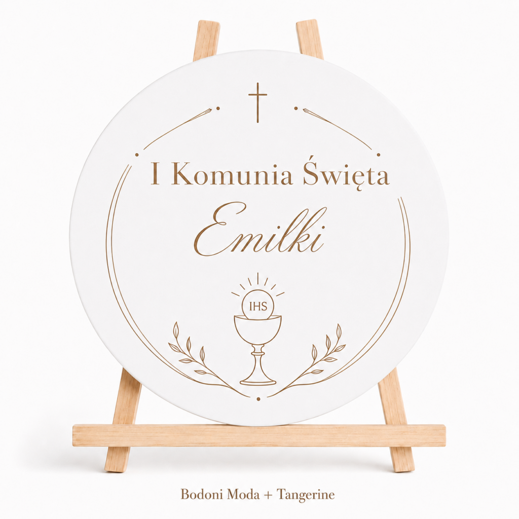Dekoracja Komunijna Sali Ścianka Tablica Powitalna Koło z Imieniem Grawer