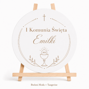 Dekoracja Komunijna Sali Ścianka Tablica Powitalna Koło z Imieniem Grawer