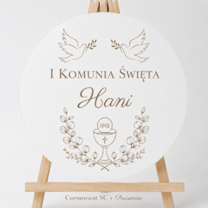 Komunia Święta Dekoracja Sali Tablica Powitalna Koło z Imieniem Grawer