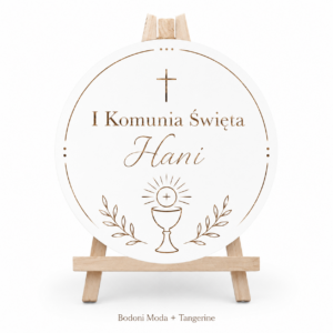 Komunia Święta Dekoracja Sali Tablica Powitalna Koło z Imieniem Grawer