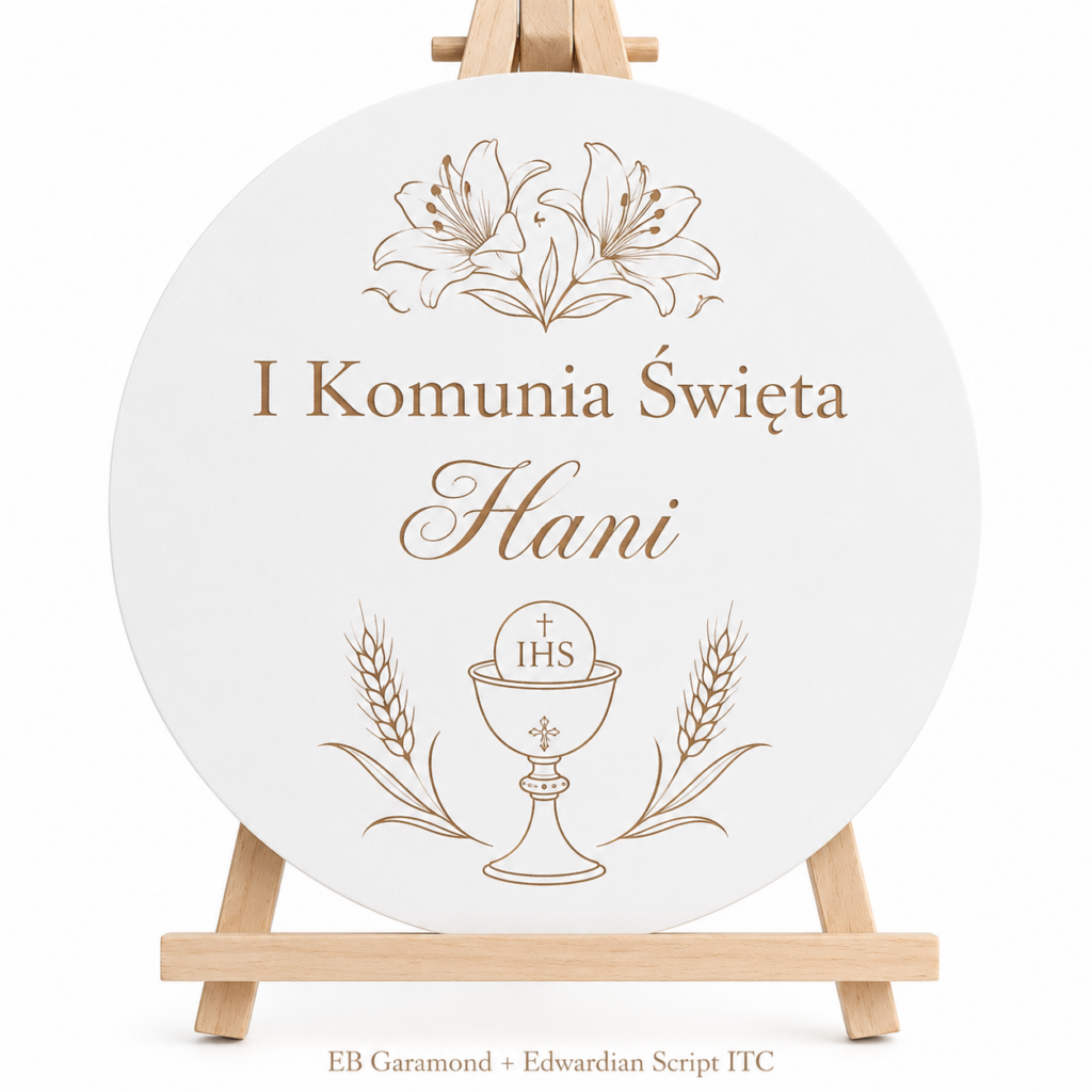 Tablica Powitalna Chrzest Święty Koło z Imieniem Dekoracja Sali Grawer
